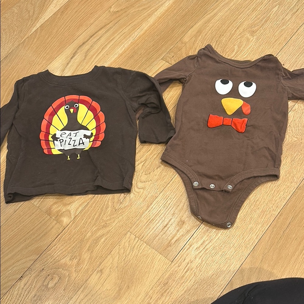 Cute Turkey Themed Baby Onesies - Brown